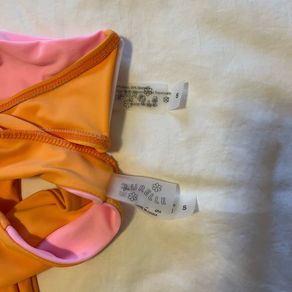 Aurelle Swim, Size Small, Pink and Orange Bikini